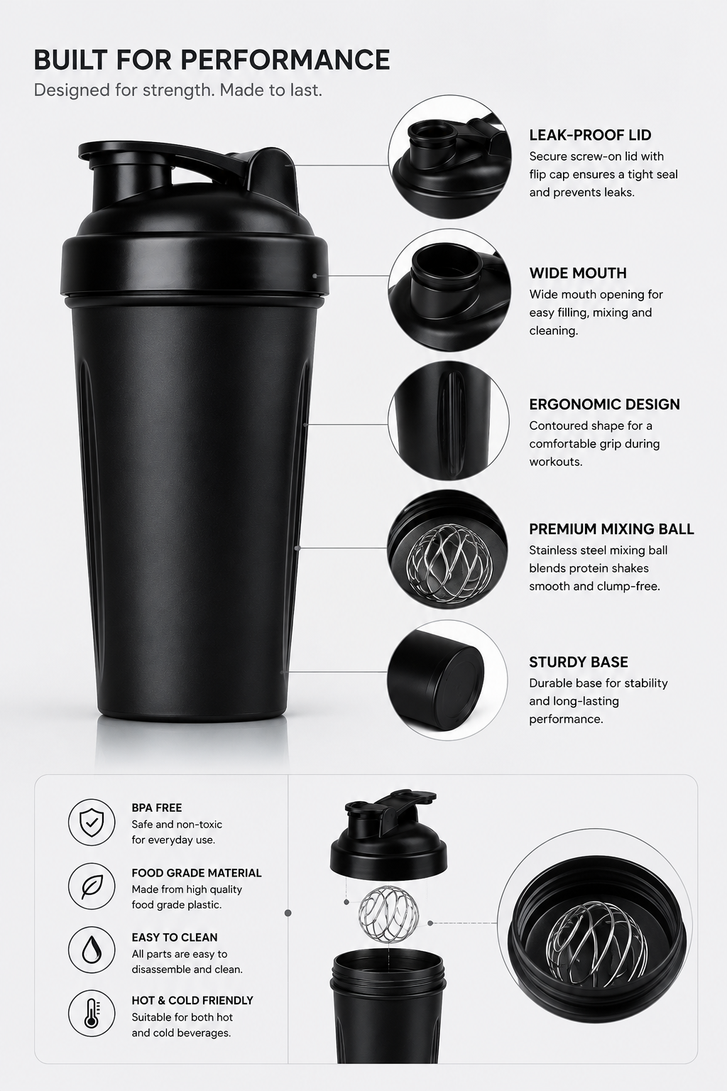 750ml Protein Shaker Bottle
